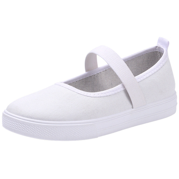 Pantofi de muncă din pânză pentru femei, respirabili și ușori, slip-on cu bandă elastică, talpă plată