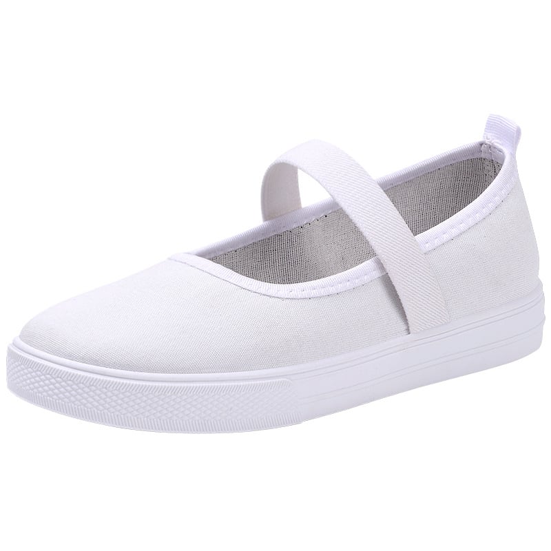 Pantofi de muncă din pânză pentru femei, respirabili și ușori, slip-on cu bandă elastică, talpă plată