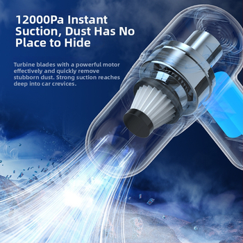 Prenosný bezdrôtový vysávač do auta s výkonným saním; ručný a kompaktný; 5 V, 35 W, 5500 Pa, nabíjateľný