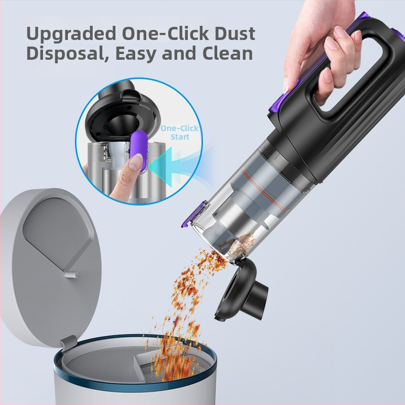 Преносим безжичен прахосмукачка за автомобил с 16000Pa всмукване, 12V, 100W, презареждаем, цифров дисплей