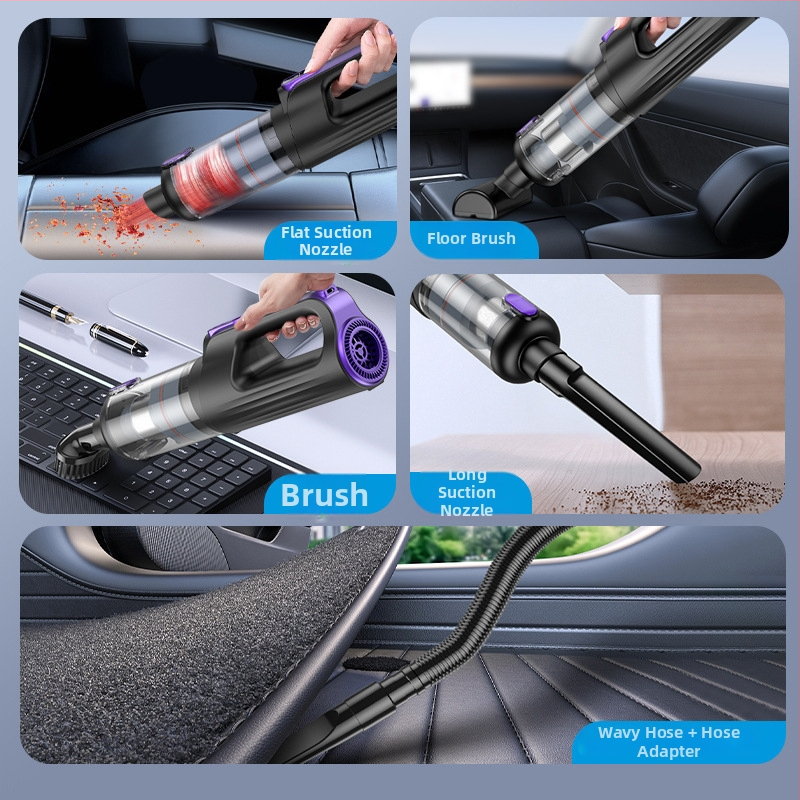 Преносим безжичен прахосмукачка за автомобил с 16000Pa всмукване, 12V, 100W, презареждаем, цифров дисплей