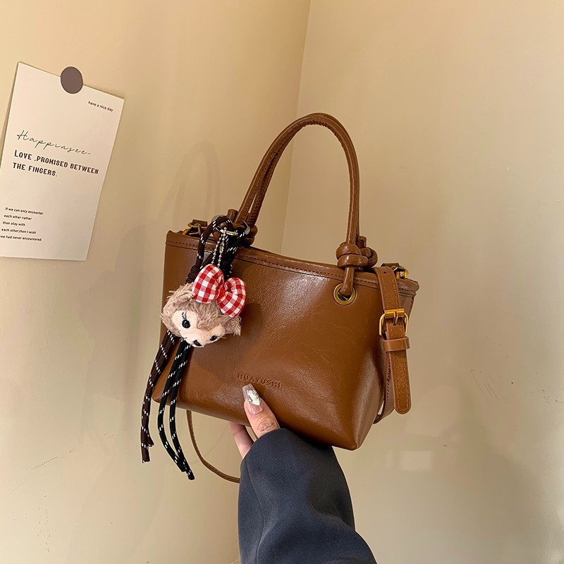 PU bőr vintage bucket táska, crossbody, közepes méret, téli 2024