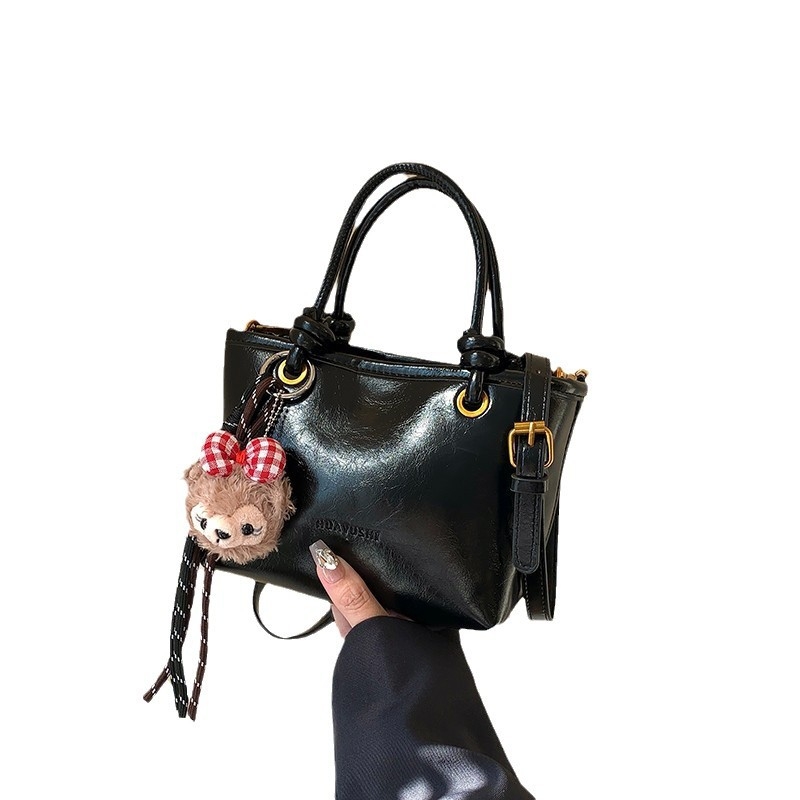PU bőr vintage bucket táska, crossbody, közepes méret, téli 2024