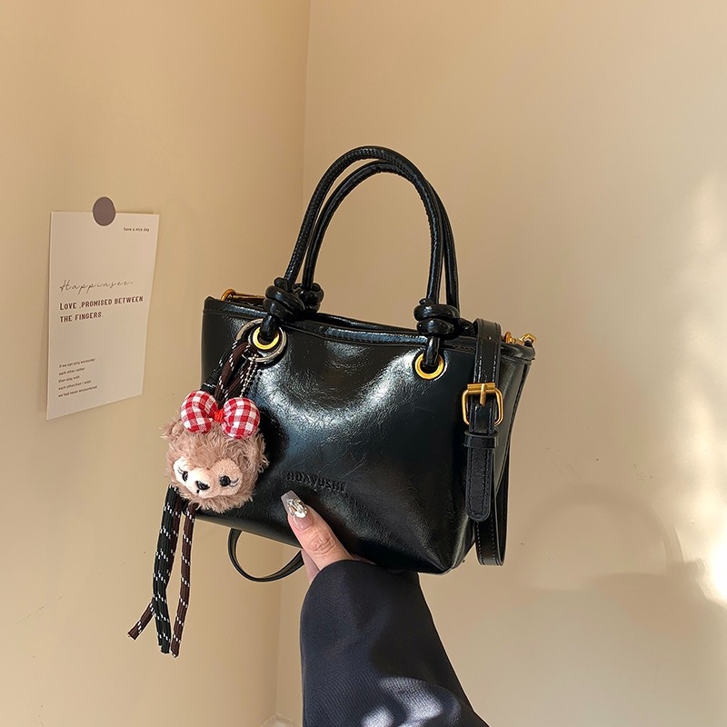 PU bőr vintage bucket táska, crossbody, közepes méret, téli 2024