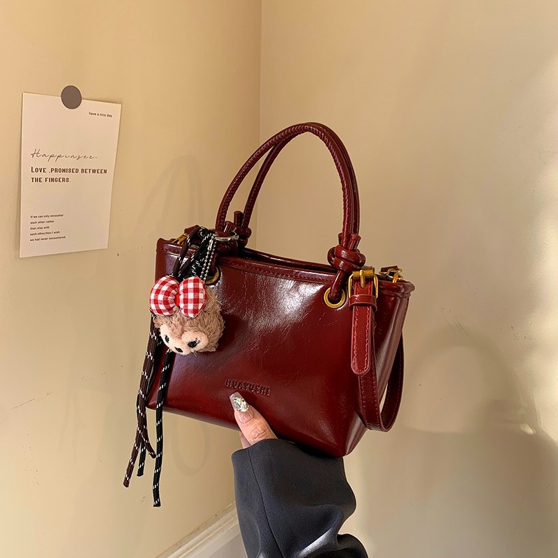 PU bőr vintage bucket táska, crossbody, közepes méret, téli 2024