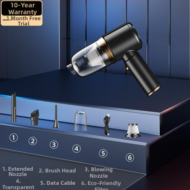 Bezdrôtový ručný vysávač do auta – mokré a suché, vstavaná batéria 2000–2500mAh, 40–60W, 3100–4000Pa, hluk <36dB