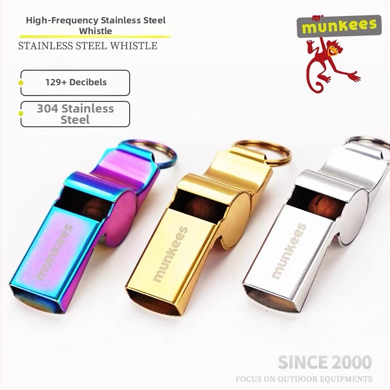 Munkees Tigro galvos švilpukas — Aukštatonis komandinis švilpukas, nerūdijantis plienas, 129 dB, vaikams, treneriams, teisėjams, lauko kempingui