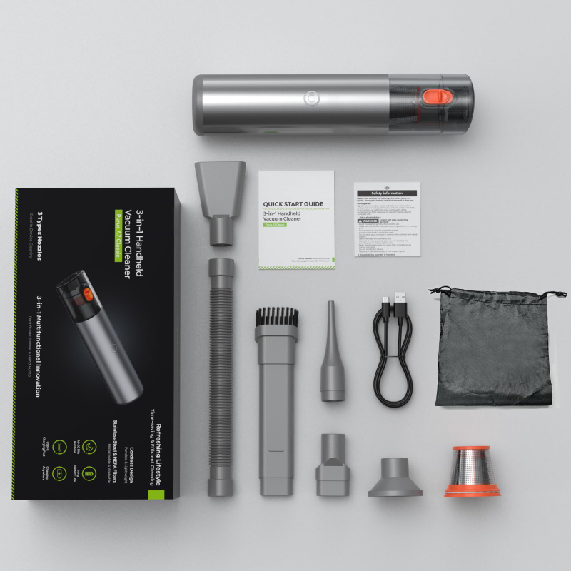 Преносима безжична прахосмукачка за автомобили, ръчна, 7500 Pa всмукване, 8.4V, 70W, 17 минути работа