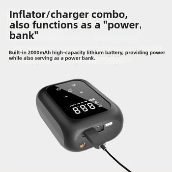 Безжична преносима автомобилна помпа за въздух с LED светлина и манометър за гумите, 7.4V, до 80W, 25 L/min, USB зареждане, дюза за надуване 30 см