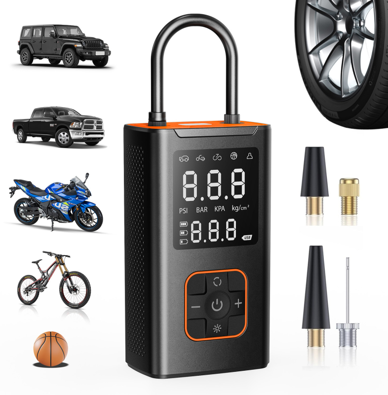 Automobilska pumpa za zrak s digitalnim zaslonom – jednocilindrična, 12V, 30 L/min, punjiva
