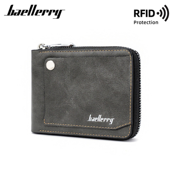 Baellerry muški RFID novčanik za kartice — europski/američki stil, PU koža, zip pretinac za novčiće