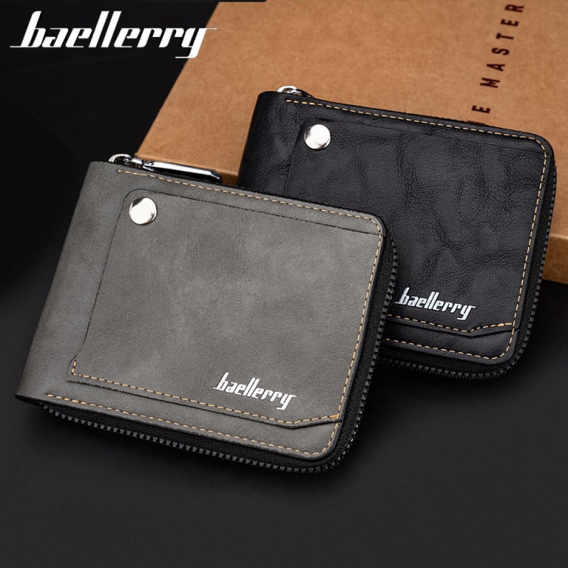 Baellerry muški RFID novčanik za kartice — europski/američki stil, PU koža, zip pretinac za novčiće