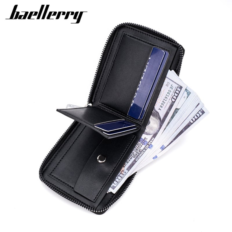 Baellerry muški RFID novčanik za kartice — europski/američki stil, PU koža, zip pretinac za novčiće
