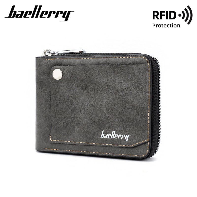 Baellerry muški RFID novčanik za kartice — europski/američki stil, PU koža, zip pretinac za novčiće