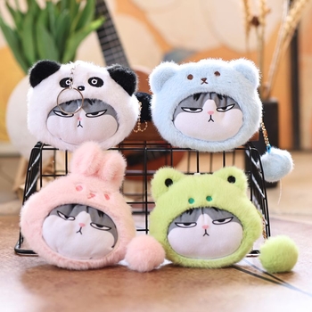 Κουκλάκι γάτας από βελούδο – κρεμαστό για πορτοφόλι με κέρματα, κοντό βελούδινο ύφασμα, γέμισμα PP βαμβάκι, συσκευασία σε διχτυωτό σακουλάκι, κωδικός 6b6z768