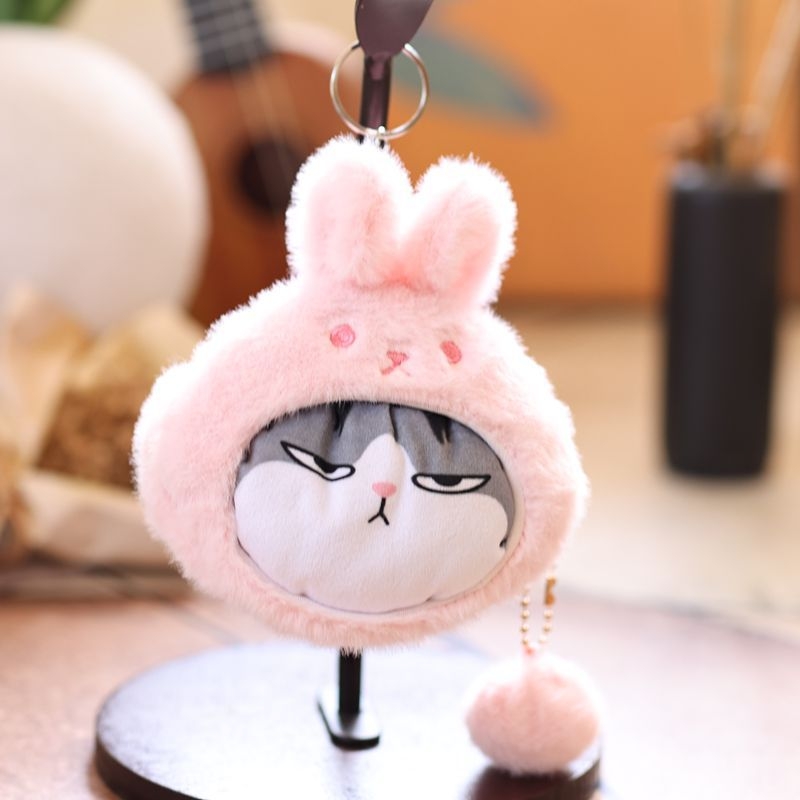 Κουκλάκι γάτας από βελούδο – κρεμαστό για πορτοφόλι με κέρματα, κοντό βελούδινο ύφασμα, γέμισμα PP βαμβάκι, συσκευασία σε διχτυωτό σακουλάκι, κωδικός 6b6z768