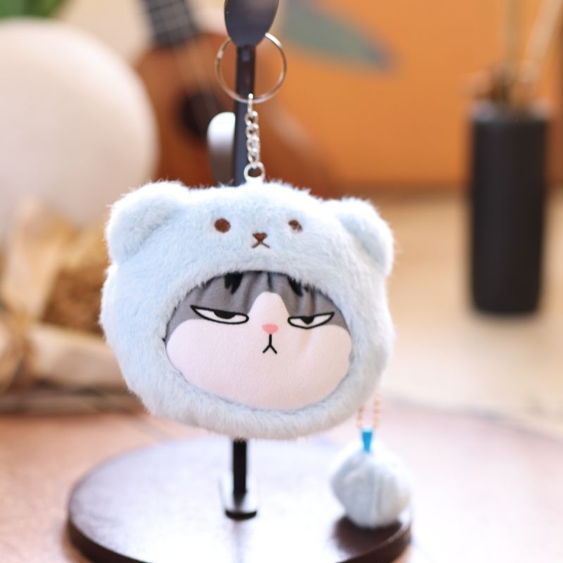 Κουκλάκι γάτας από βελούδο – κρεμαστό για πορτοφόλι με κέρματα, κοντό βελούδινο ύφασμα, γέμισμα PP βαμβάκι, συσκευασία σε διχτυωτό σακουλάκι, κωδικός 6b6z768