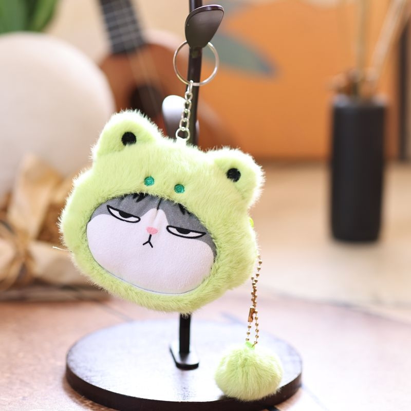 Κουκλάκι γάτας από βελούδο – κρεμαστό για πορτοφόλι με κέρματα, κοντό βελούδινο ύφασμα, γέμισμα PP βαμβάκι, συσκευασία σε διχτυωτό σακουλάκι, κωδικός 6b6z768