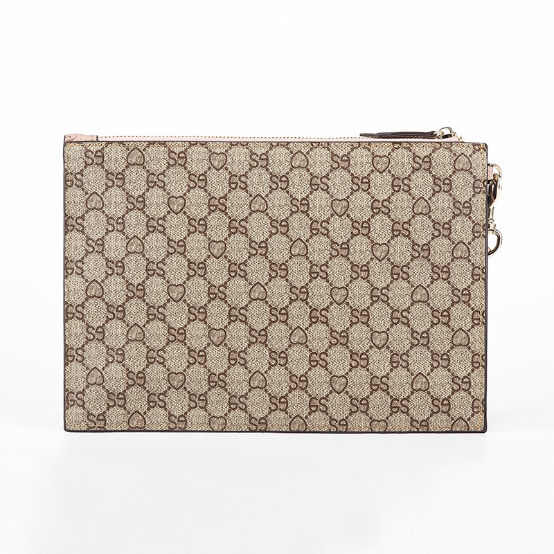 Női clutch pénztárca cipzárral, PVC bőrhatású díszítéssel, szöveges nyomtatás, telefonzseb, poliészter bélés