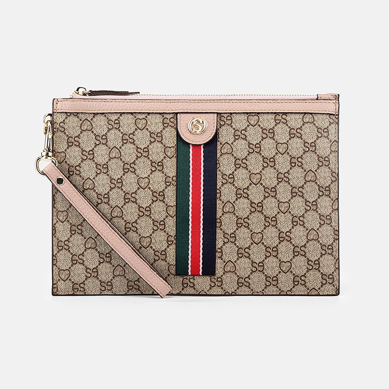 Női clutch pénztárca cipzárral, PVC bőrhatású díszítéssel, szöveges nyomtatás, telefonzseb, poliészter bélés