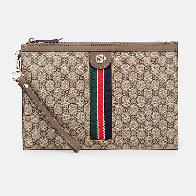 Női clutch pénztárca cipzárral, PVC bőrhatású díszítéssel, szöveges nyomtatás, telefonzseb, poliészter bélés