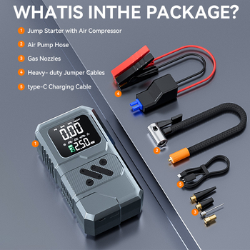 Портативна електрическа помпа за гуми с цифров дисплей, презареждаема 12V, USB зареждане, 30 л/мин, над 20 мин работа