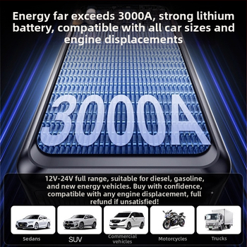 Automobilový štartér do núdze s integrovaným kompresorom — 14.8V, 100W, Digitálny displej, USB nabíjanie, Tlaku pneumatík