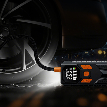 Автомобилна въздушна помпа с цифров дисплей, автоматично спиране, манометър за налягането в гумите, осветление, захранване Type-C 5V/2A