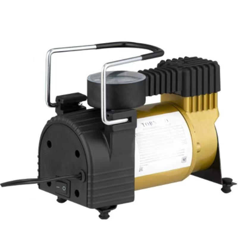 Автомобилна въздушна помпа, метална едноцилиндрова, 12V, 150W, 3 м кабел, манометър за налягането на гумите, 45 л/мин