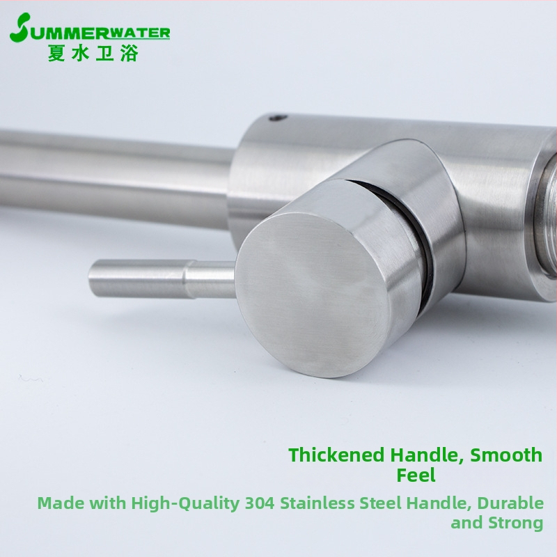 304 rozsdamentes acél konyhai csaptele, meleg és hideg, forgatható, kerámiás szeleppel, ecsetelt felülettel