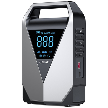 Автомобилна помпа за гуми и стартер за палене, всичко в едно, 12V, 12000mAh, 40 л/мин, 80W, цифров дисплей