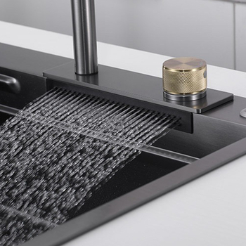 Konyhai kihúzható mosogatótáp, satinált 304 rozsdamentes acél, forró és hideg víz, kétlyukú beépítés