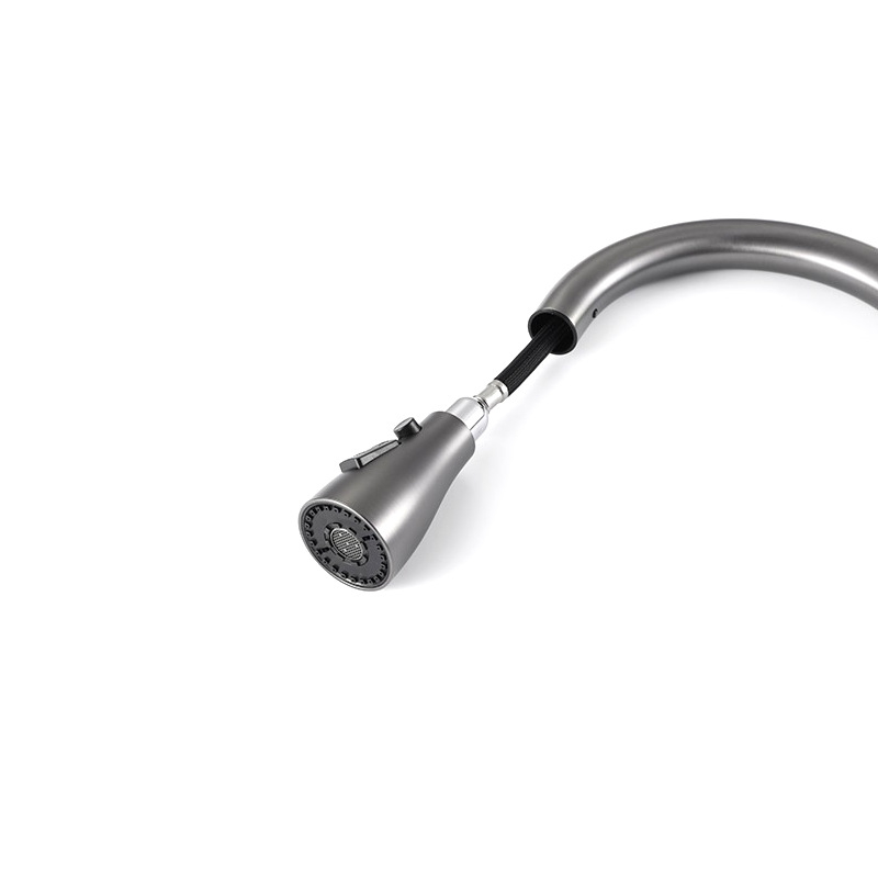 Konyhai kihúzható mosogatótáp, satinált 304 rozsdamentes acél, forró és hideg víz, kétlyukú beépítés