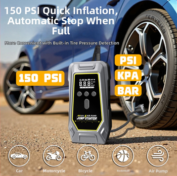 Auto avārijas uzlādes avots 12V — Viss-iekļauts ar gaisa sūknis, 12V ievade/izvade, CE/FCC/MSDS UN38.3 sertifikāti