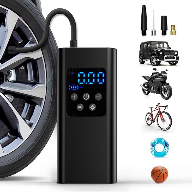 Prijenosna pumpa za zrak za auto i bicikl, punjiva, 12V, 100W, 25 L/min, digitalni zaslon, kabel duljine 3 m