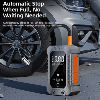 Prenosná automobilová pumpa na vzduch, elektrická, bezdrôtová, s digitálnym tlakom vzduchu v pneumatikách, 12V, 25 L/min, doba chodu 5–20 min