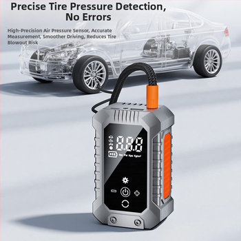 Prenosná automobilová pumpa na vzduch, elektrická, bezdrôtová, s digitálnym tlakom vzduchu v pneumatikách, 12V, 25 L/min, doba chodu 5–20 min