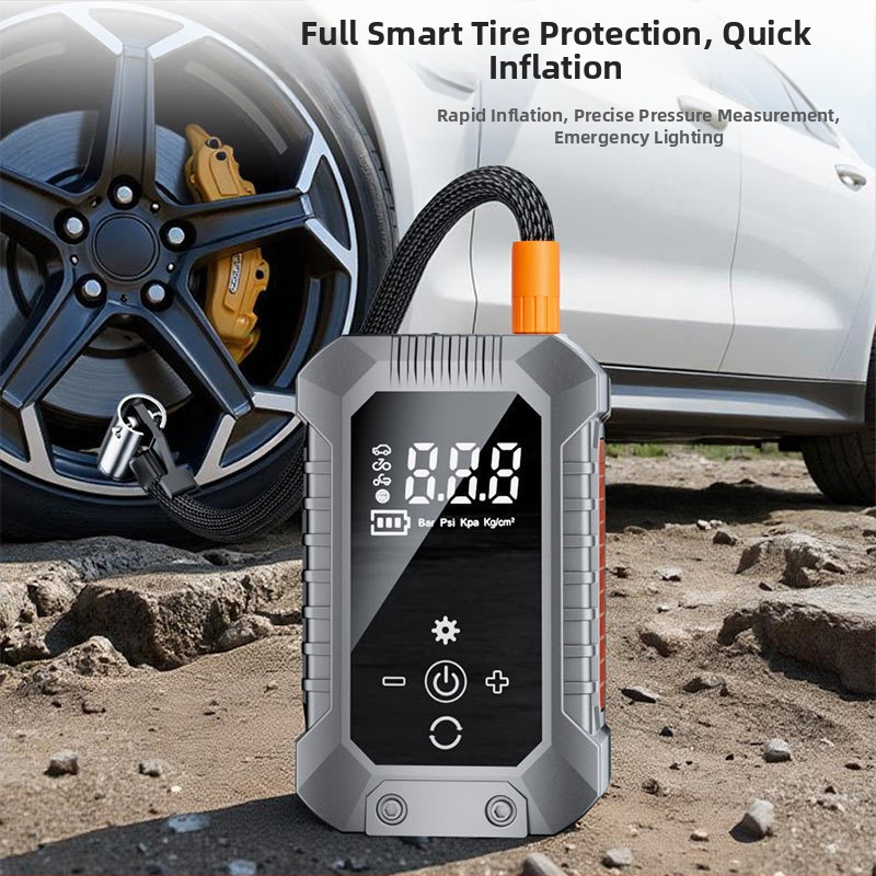 Prenosná automobilová pumpa na vzduch, elektrická, bezdrôtová, s digitálnym tlakom vzduchu v pneumatikách, 12V, 25 L/min, doba chodu 5–20 min