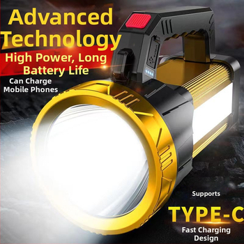 Prenosný LED reflektor pre outdoor – 25W, 18000 mAh, solárne napájanie a ručný pohon, rotácia 360°