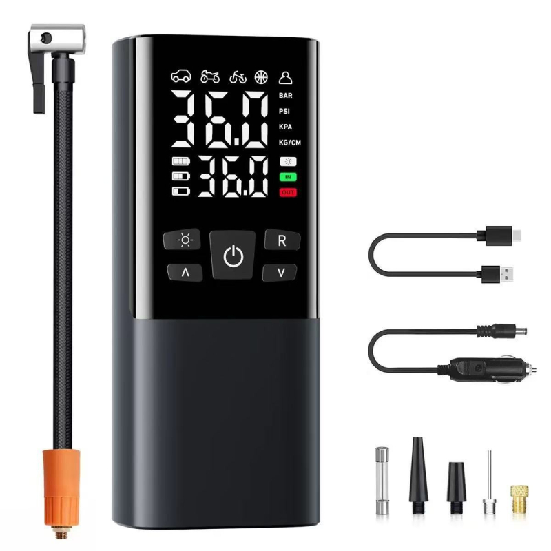 Bežična pumpa zraka za automobil s digitalnim zaslonom, 30 L/min, 11.1V, <80W, Type-C baterija + upaljač