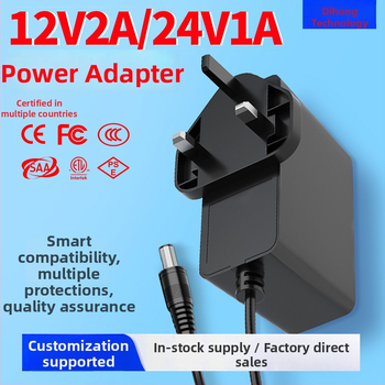 24W-os függőleges falra illeszthető tápegység dupla kimenettel 12V2A és 24V1A, UKCA-kompatibilis, 135 g