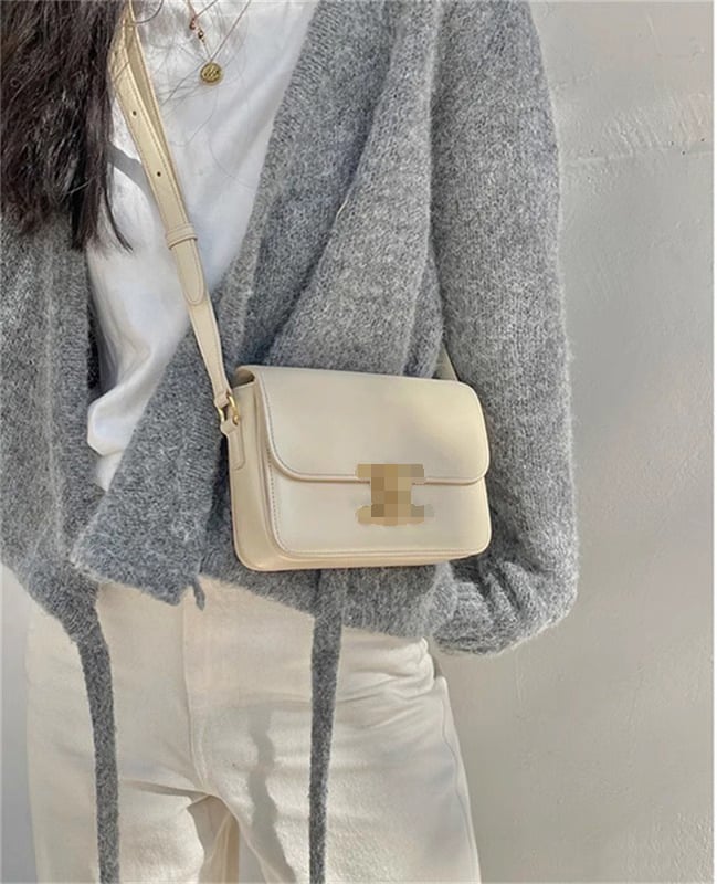 Ženska torbica od prave kože s poklopcem, vodoravni kvadratni oblik, jednodijelni remen, PU podstava, džepovi za telefon i dokumente, brend Uryi rlian, proljeće 2025