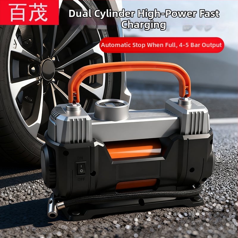 Dvojvalcová automobilová pumpa na pneumatiky s digitálnym displejom, 12V, 180W, 60 L/min, 3 m kábel, prenosná