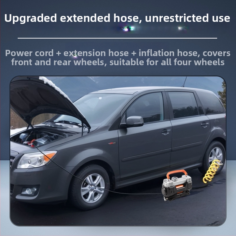 Dvojvalcová automobilová pumpa na pneumatiky s digitálnym displejom, 12V, 180W, 60 L/min, 3 m kábel, prenosná