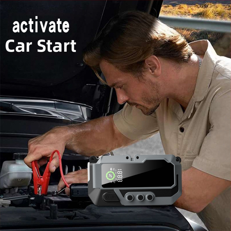 Automobiļu ārkārtas palaišanas avots ar 12V izeju, 5V ieeju, iekšējo gaisa sūknu, Li-ion akumulatoru, lielu ietilpību