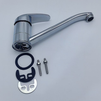 Robinet de bucătărie cu un singur mâner, cioc lung în formă de potcoavă, apă caldă/rece, corp din aliaj de zinc, nucleu ceramic al ventilului, model 8111, presiune nominală 1.0 MPa, interval de temperatură 0–90°C