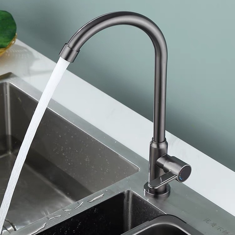 Robinet de bucătărie din oțel inoxidabil, vertical, cu un singur mâner, cu nucleu de cupru, deschidere cu cheie