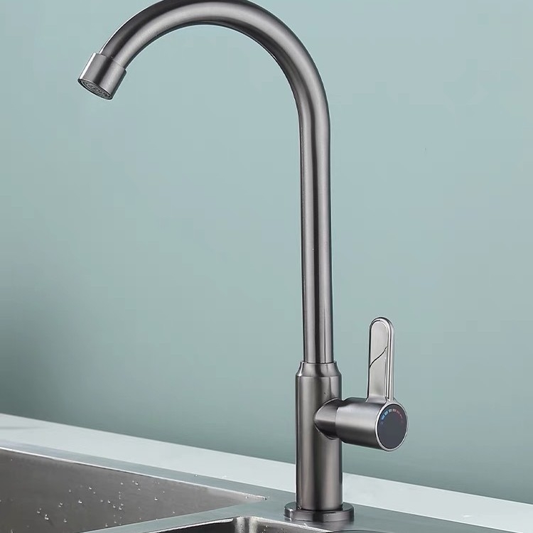 Robinet de bucătărie din oțel inoxidabil, vertical, cu un singur mâner, cu nucleu de cupru, deschidere cu cheie