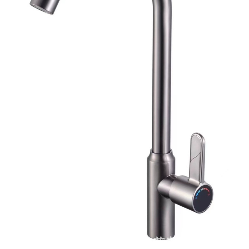 Robinet de bucătărie din oțel inoxidabil, vertical, cu un singur mâner, cu nucleu de cupru, deschidere cu cheie