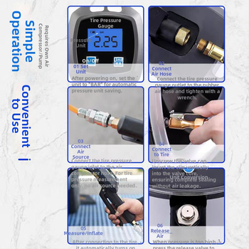 Digitālais riepu spiediena mērinstruments auto ar digitālo displeju, diapazons 0–200 psi, vairāk vienību, precizitāte 0,01